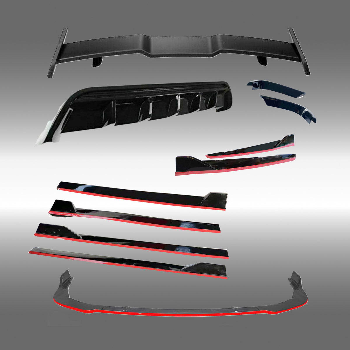 2019 Toyota Camry TRD Style Front Lip, Rear Diffuser, and Side Skirt Splitters Set by Nexanovo