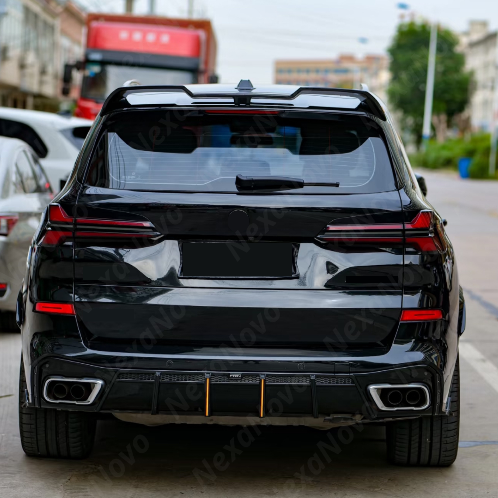 NexaNovo premium rear bumper diffuser lip with LED for 2019 BMW X5.