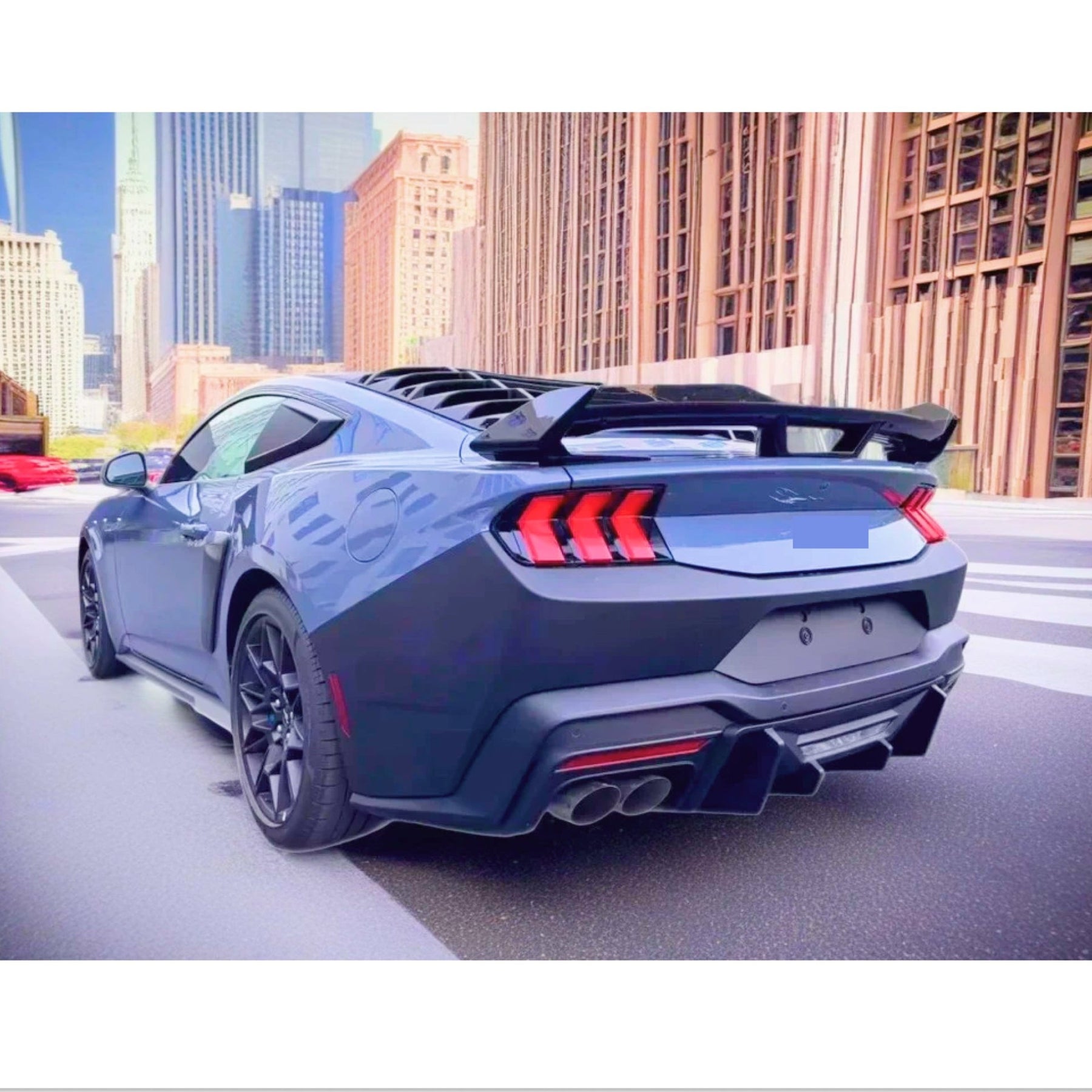 2025 Ford Mustang GT Gloss Black Dark Horse Style Rear Spoiler Wing with Gurney Flap NexaNovo
