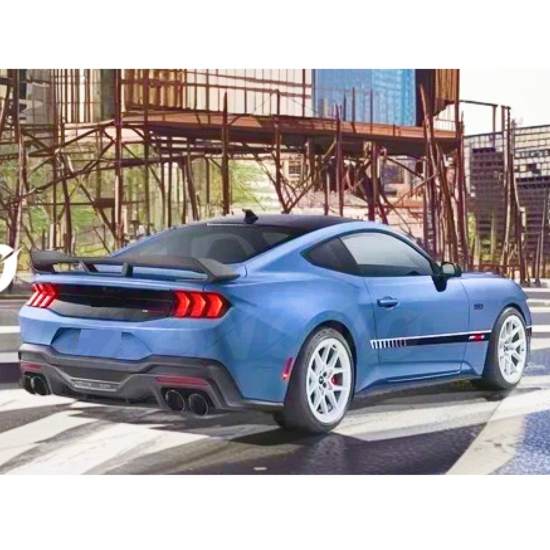 2025 Ford Mustang GT Gloss Black Dark Horse Style Rear Trunk Lid Car Spoiler Wing with Gurney Flap NexaNovo