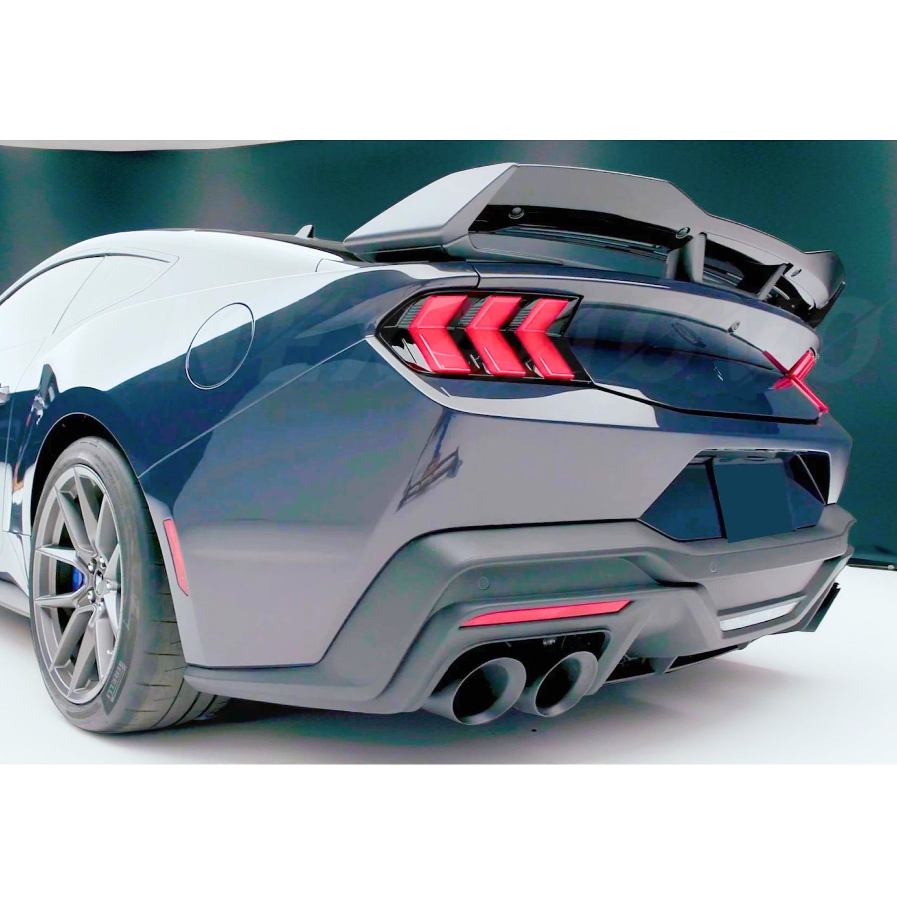 2025 Ford Mustang GT Dark Horse Style Gloss Black Rear Decklid Spoiler with Gurney Flap NexaNovo