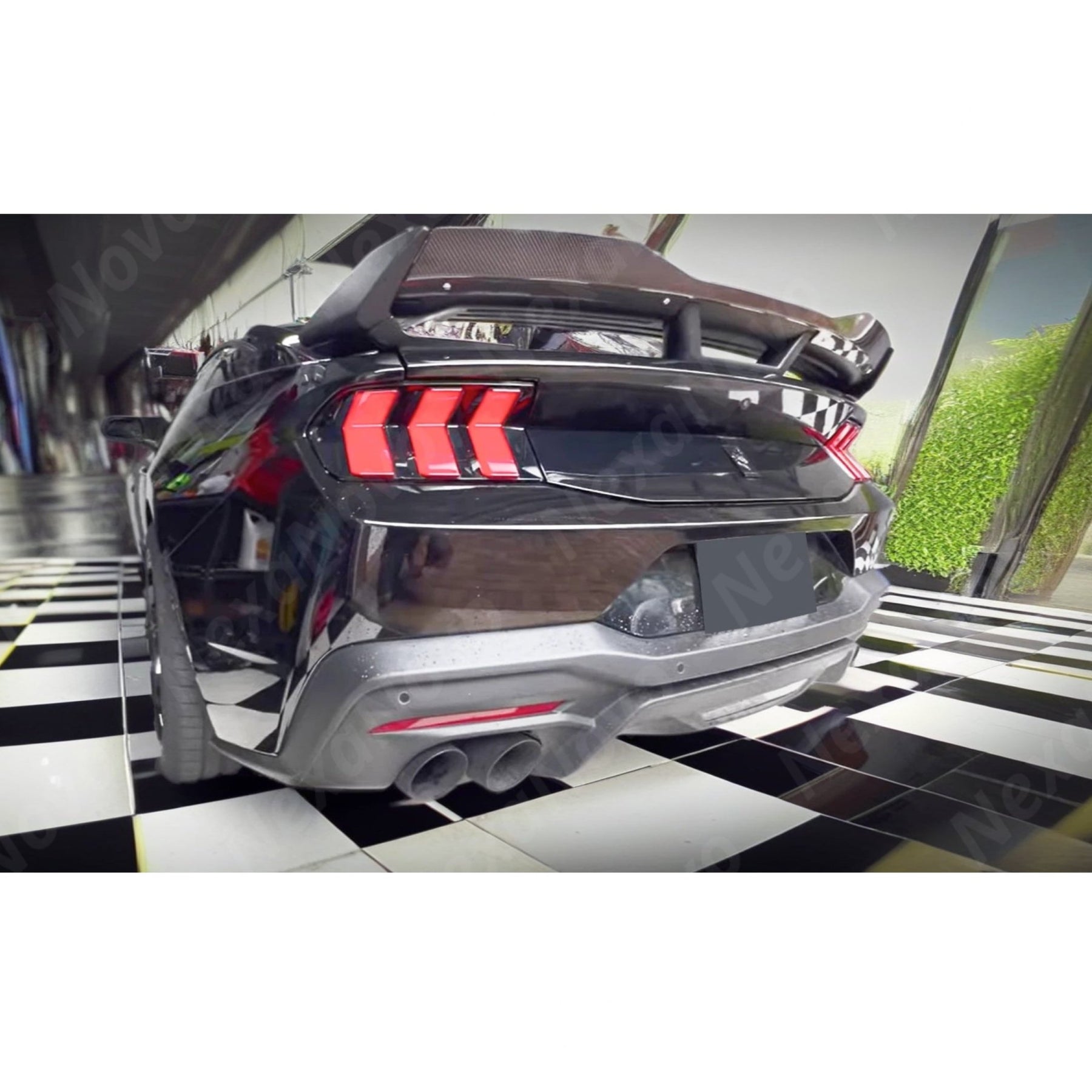 Gloss Black DH Style Rear Gurney Flap Spoiler for 2024 Ford Mustang GT by NexaNovo