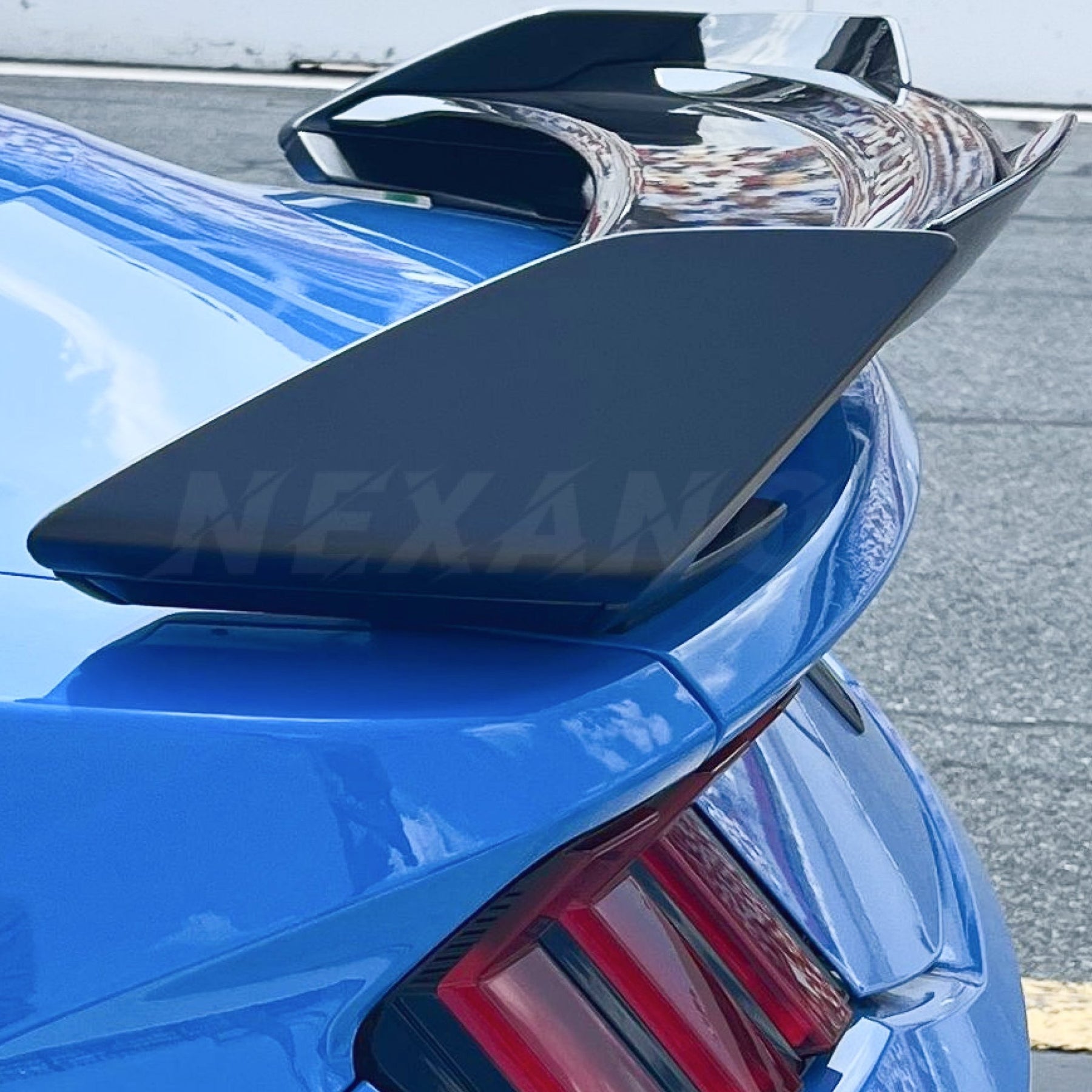 2025 Ford Mustang GT Dark Horse Style Gloss Black Wicker Bill Spoiler with Gurney Flap NexaNovo