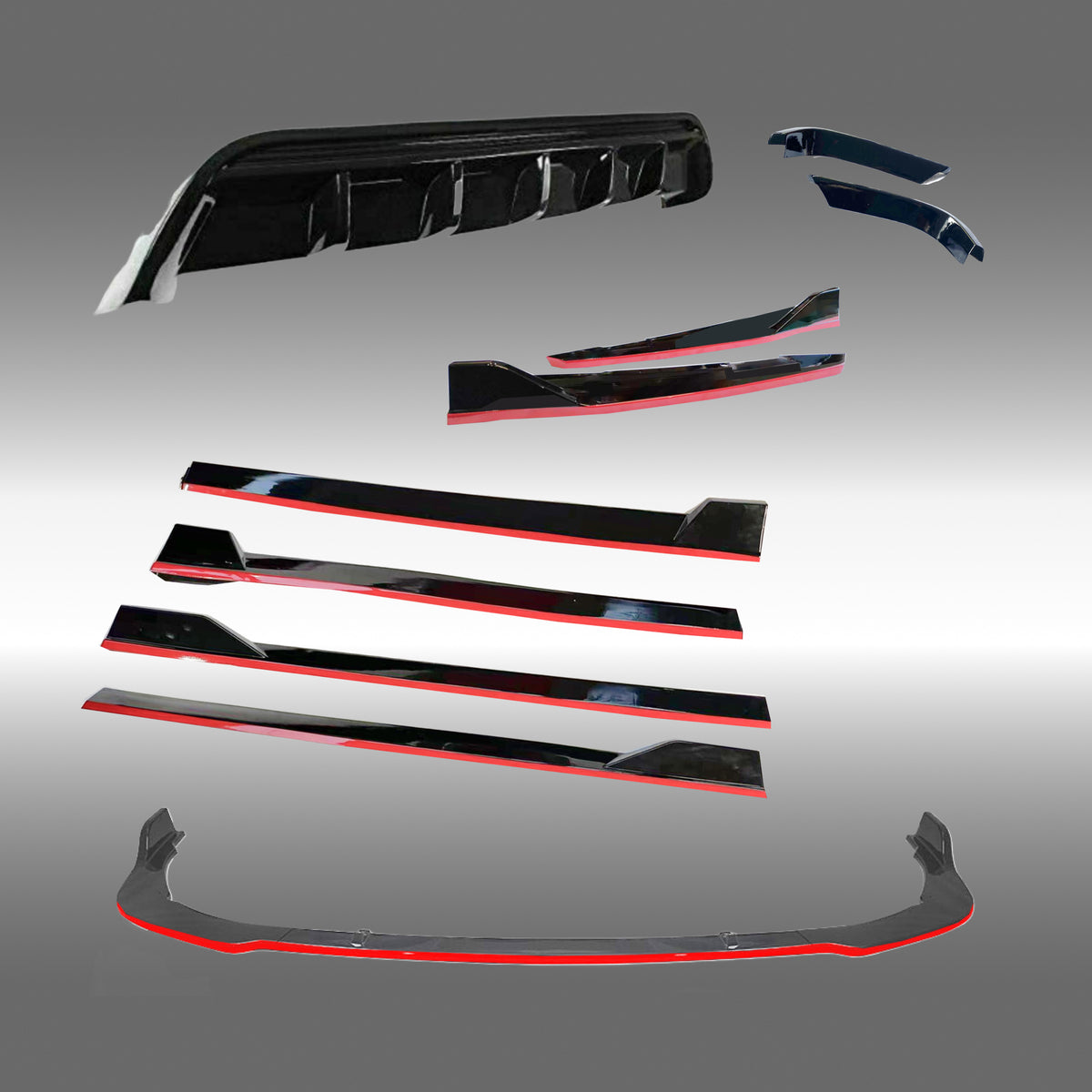 2018-2024 Toyota Camry - TRD Style Front Lip + Rear Diffuser + Side Skirts+ Rear Bumper Spats 4-in-1 Set