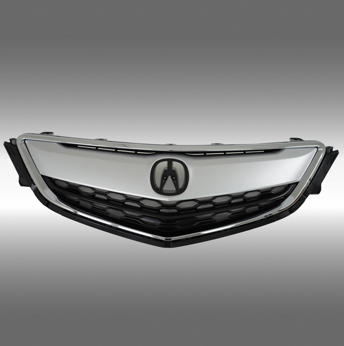 Standalone view of the uninstalled NexaNovo silver front bumper grille for Acura TLX