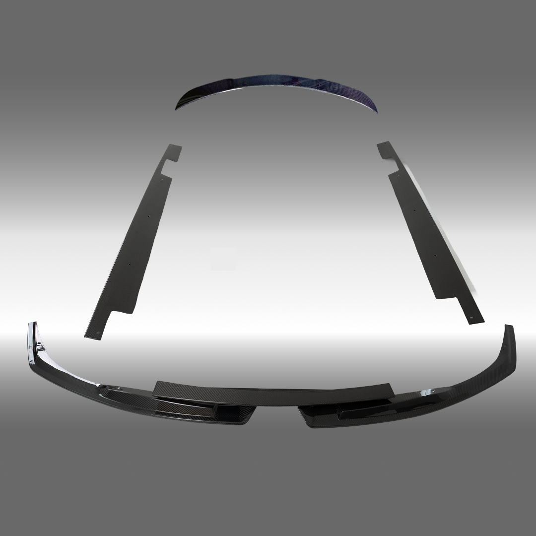 Full 3-in-1 real carbon fiber aero kit featuring front lip, side skirts, and wing spoiler on a 2021 Acura TLX