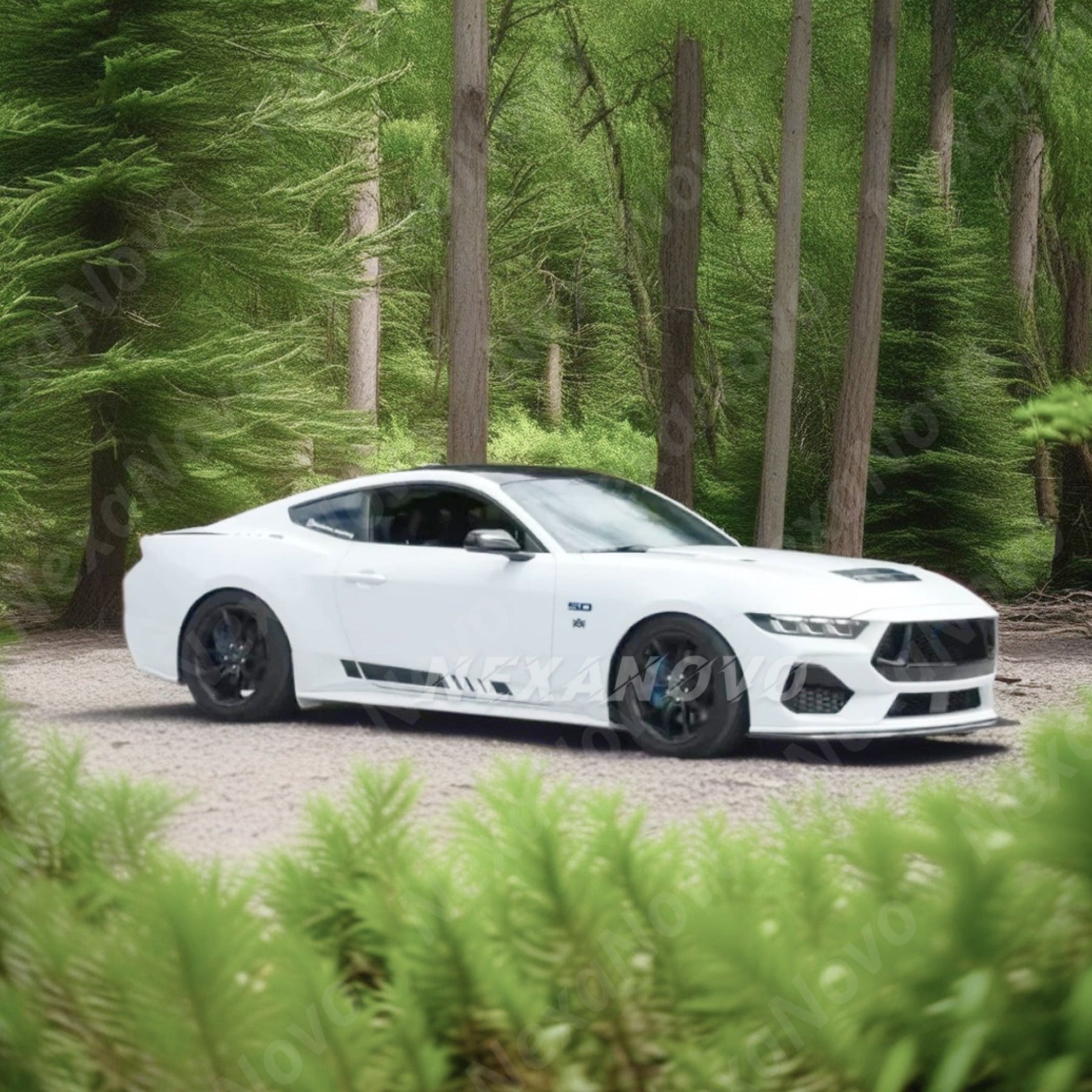 Glossy Carbon Fiber Front Lip for 2024 Ford Mustang by NexaNovo