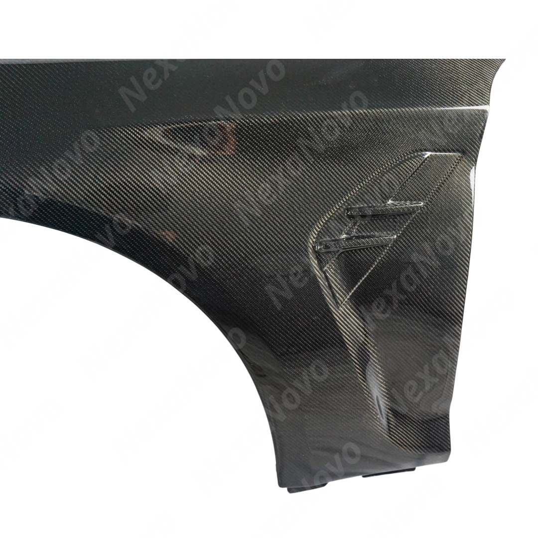 Full side view of a 2012 BMW F10 5 Series with NexaNovo M style carbon fiber fenders