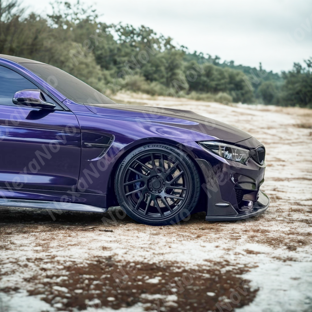 Angled rear-side view of F80 M3 showing VTEN rear splitters