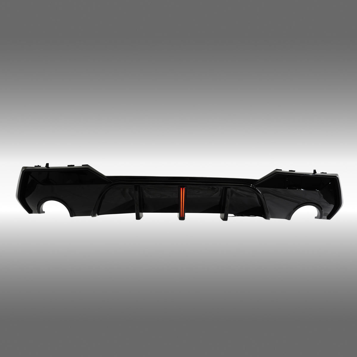 NexaNovo gloss black rear diffuser with integrated red LED brake light on a 2021 BMW G22 4 Series