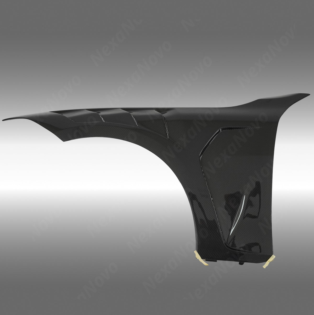 NexaNovo real carbon fiber front body fender vents installed on a 2021 BMW G22 4 Series