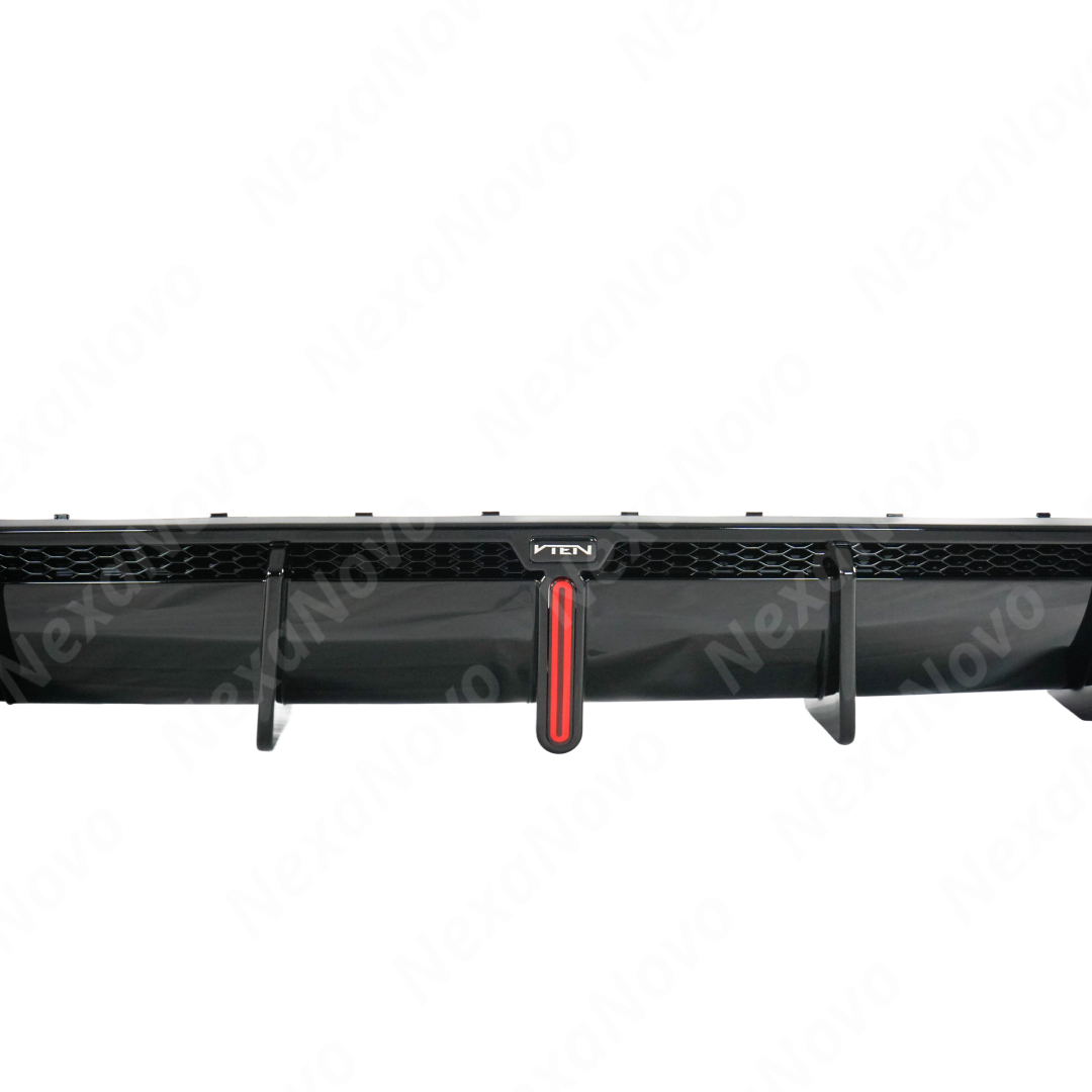 VTEN dual rear diffuser with LED installation in progress on BMW G26