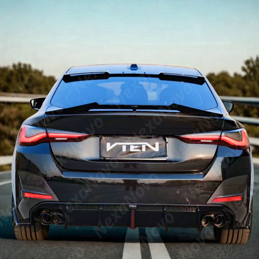 Comparison of stock vs VTEN dual exhaust diffuser, LED, and splitters on BMW G26