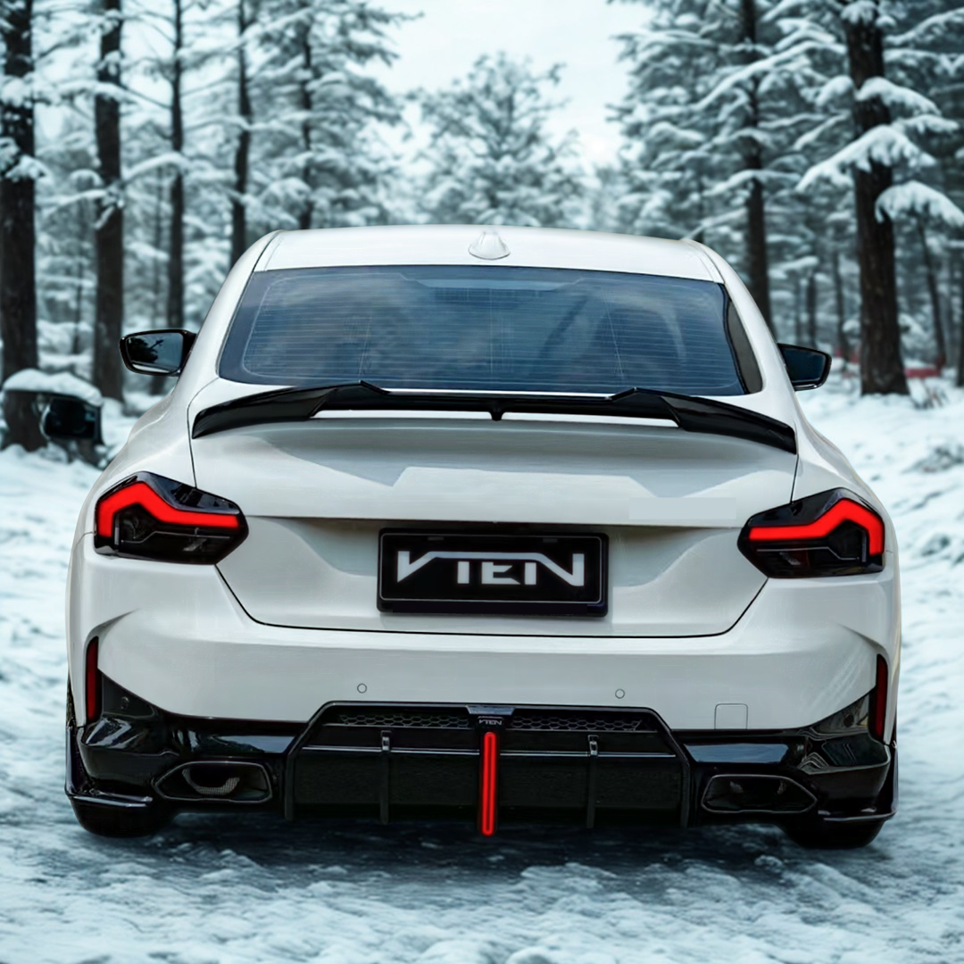 ull rear view of a BMW G42 with VTEN gloss black diffuser