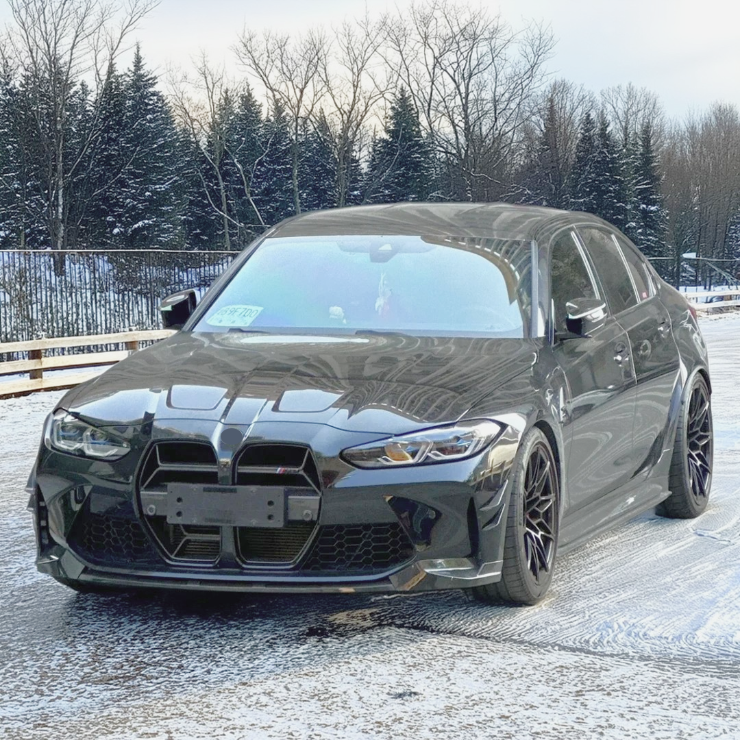 Comparison of stock vs NexaNovo MP style front lip on BMW G80 M3