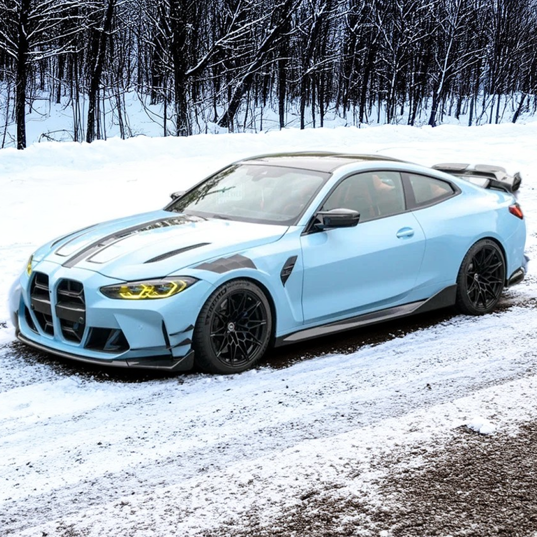Close-up of the side marker cutout on the NexaNovo carbon fiber fender