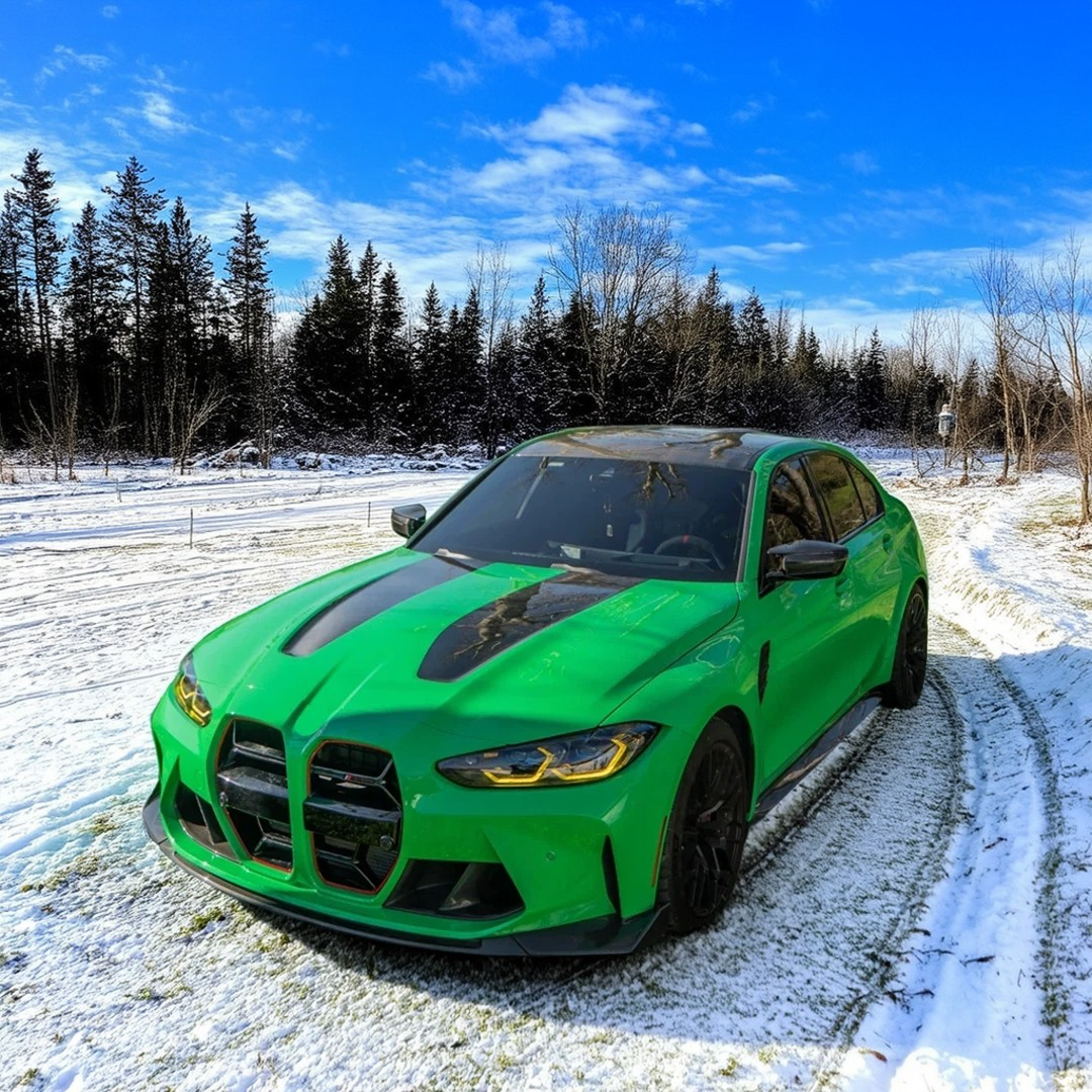 Gloss black NexaNovo CS style front splitter for BMW M3 G80 2021-2026