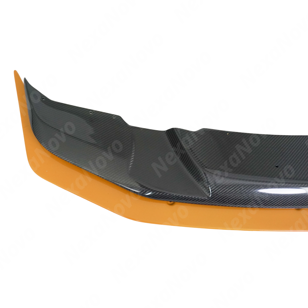 NexaNovo real carbon fiber GTS style front lower bumper splitter in product packaging