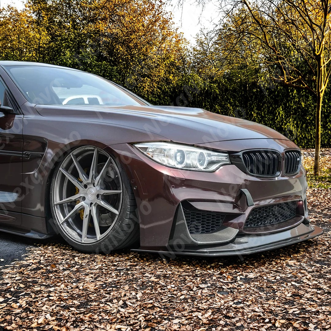 Uninstalled NexaNovo real carbon fiber front splitter, top view