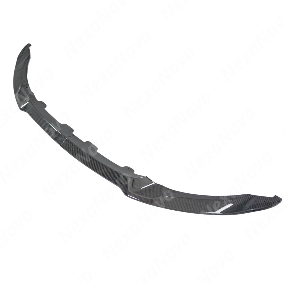 Uninstalled NexaNovo real carbon fiber front splitter, top view