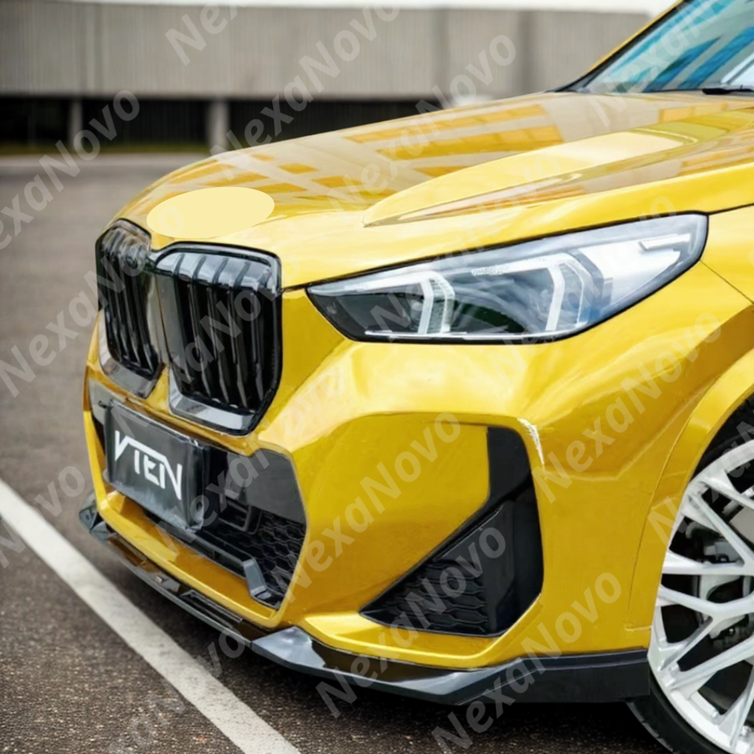 First step of VTEN front lip spoiler kit installation
