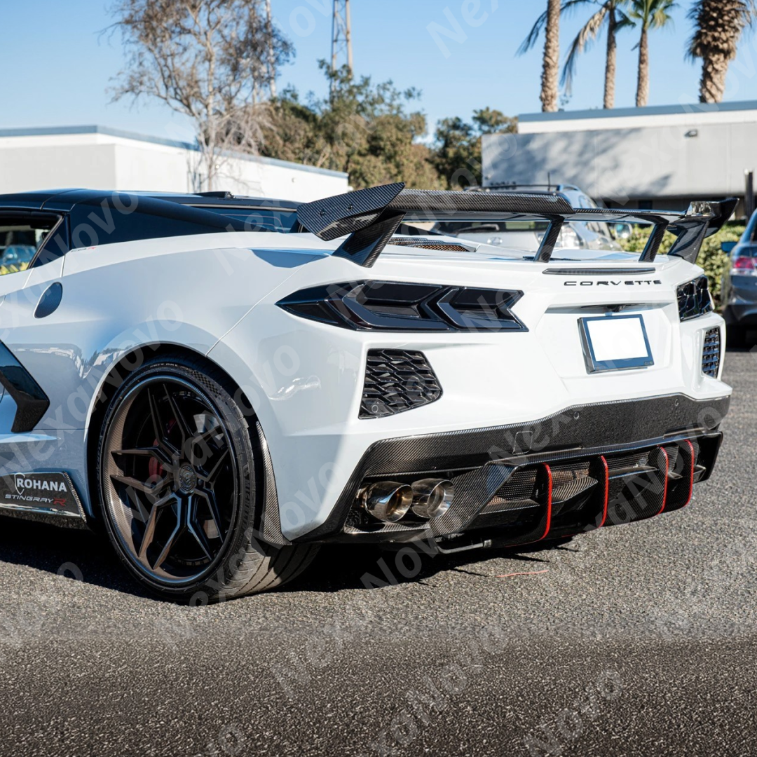 Precision fitment of NexaNovo blackout lens covers on 2022 Corvette C8