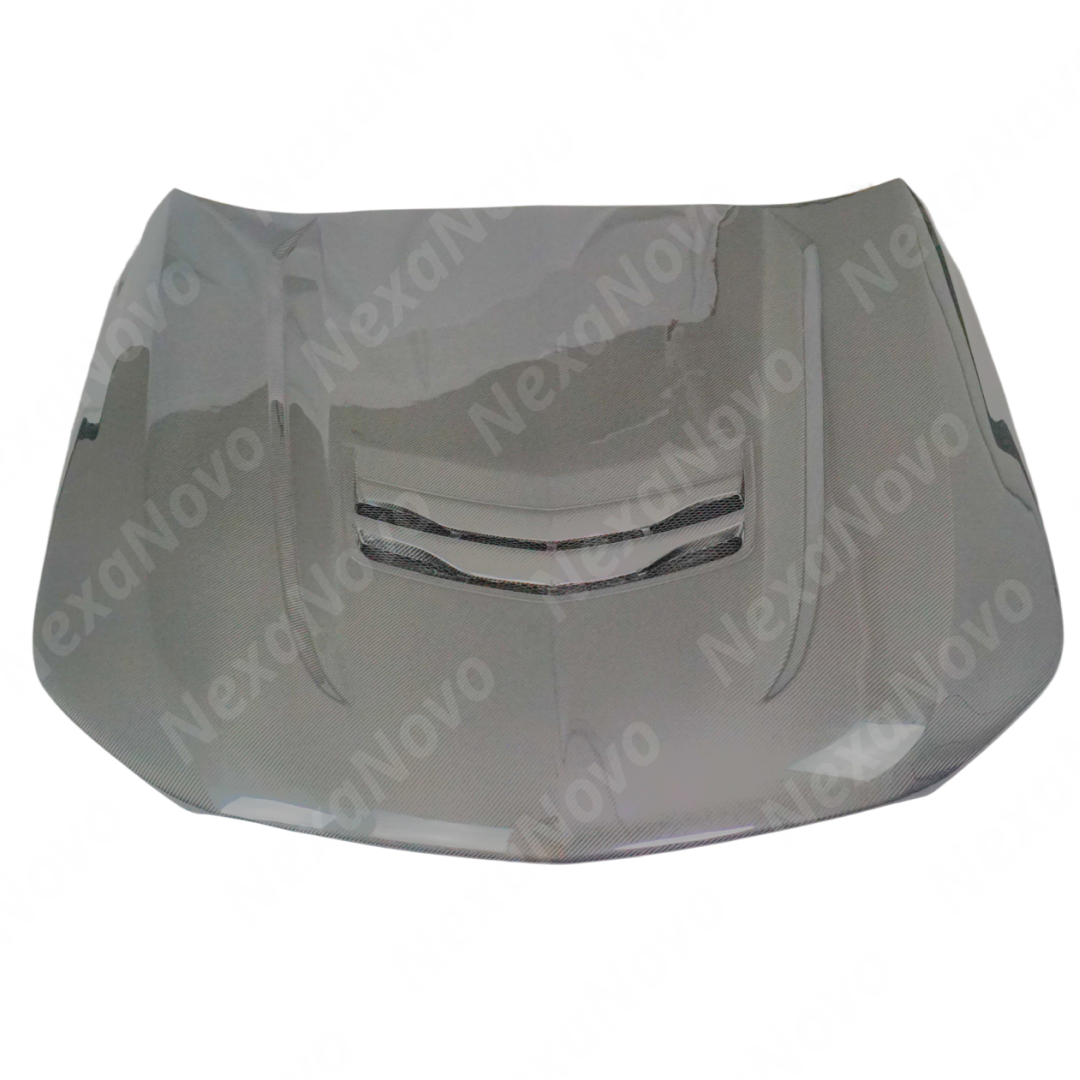 High-gloss NexaNovo carbon fiber V style vented hood cover for Cadillac CT4 2020-2026