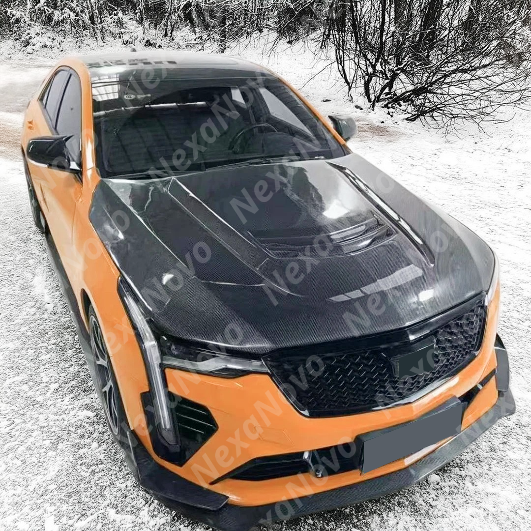 Sporty accent provided by NexaNovo carbon fiber hood cover on CT4