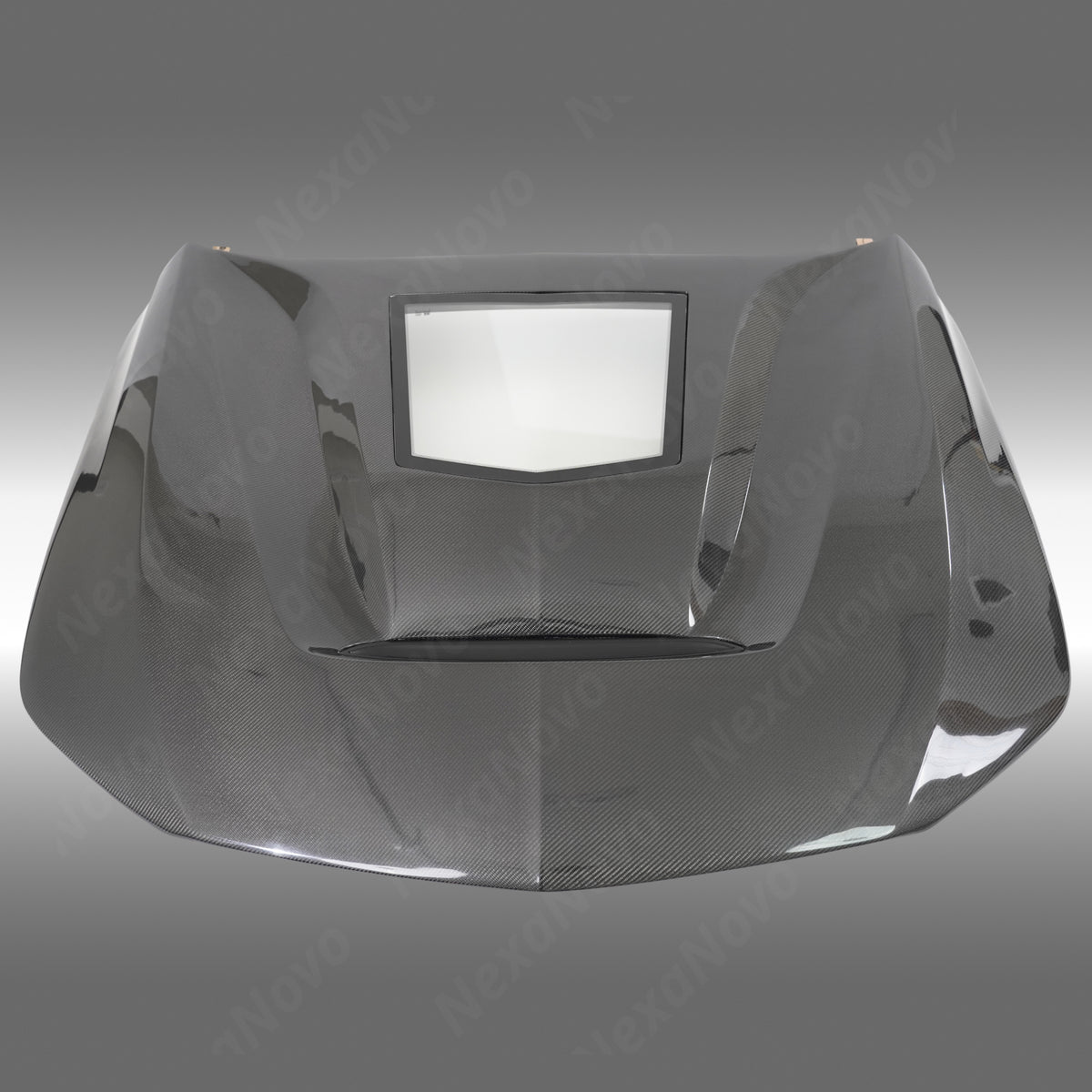 NexaNovo CT style real carbon fiber front hood installed on a 2020 Cadillac CT4