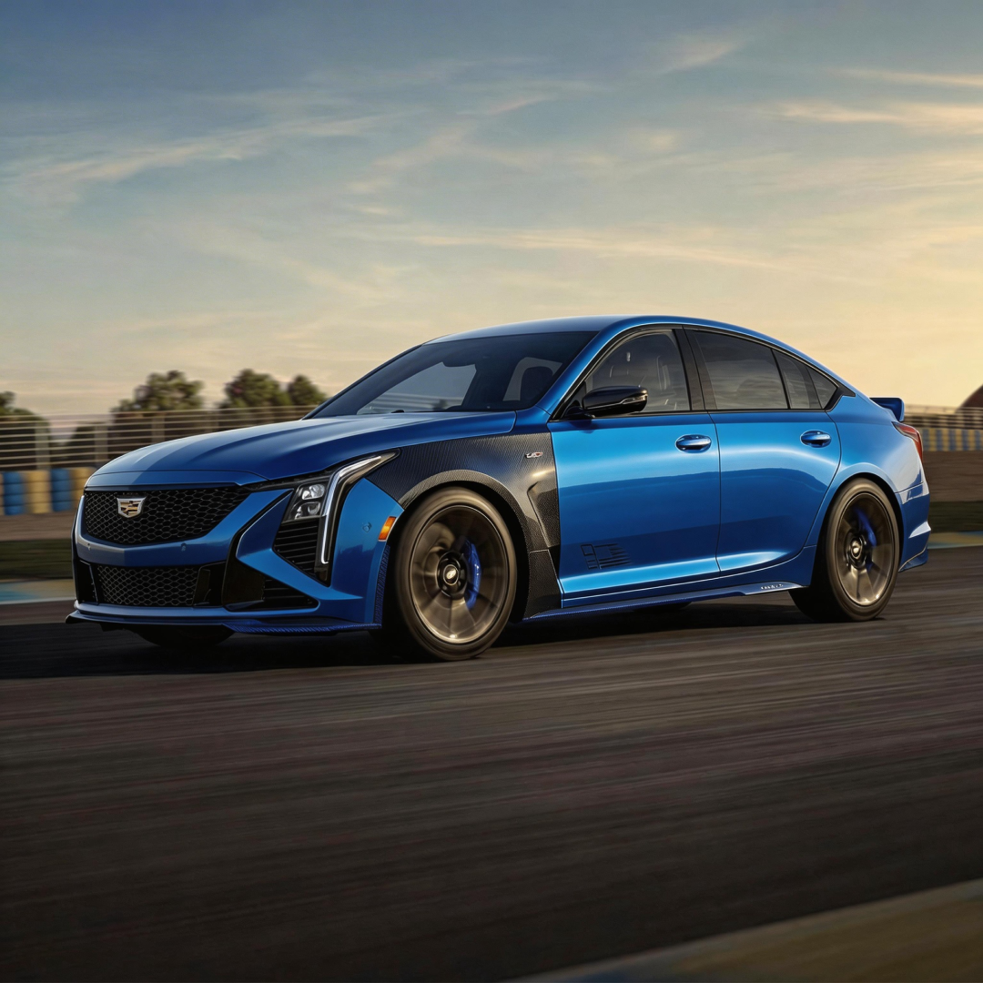 Direct side profile of the NexaNovo authentic carbon fiber fender trim for 2020-2026 Cadillac CT5-V