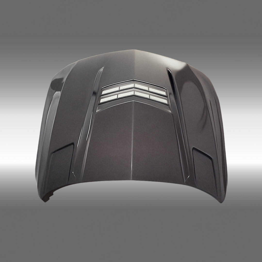 NexaNovo real carbon fiber V style vented engine hood cover on a 2020 Cadillac CT5