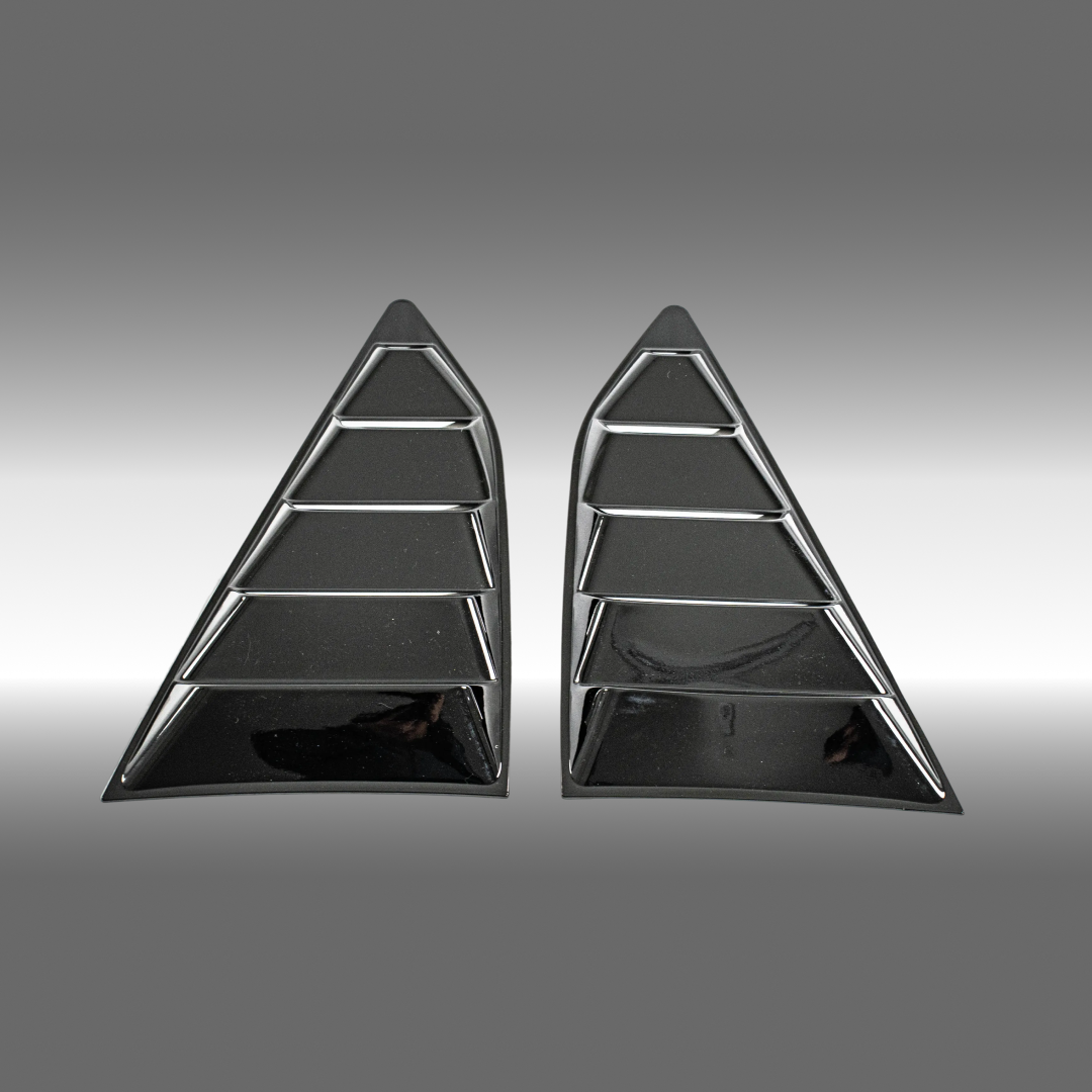 NexaNovo side quarter window louver sun shade cover installed on a 2016 Chevrolet Camaro