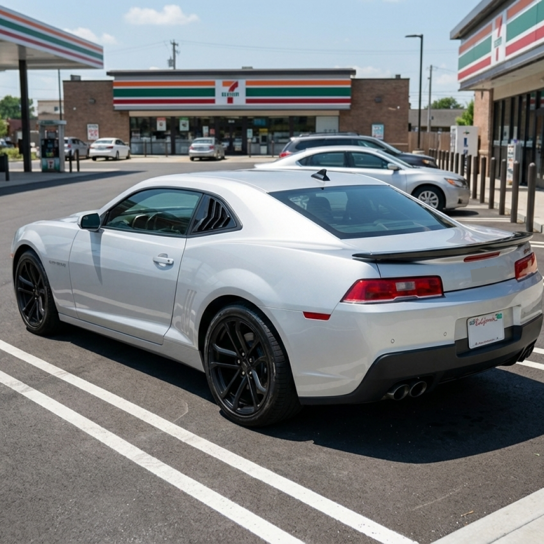 Side profile showing the aerodynamic slats of the Camaro rear window louver