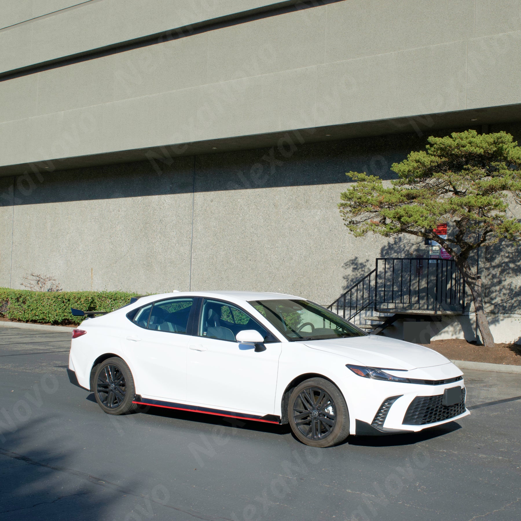 For Toyota Camry Side Body Skirt with Red Trim Gloss Black (2025-2027) NexaNovo