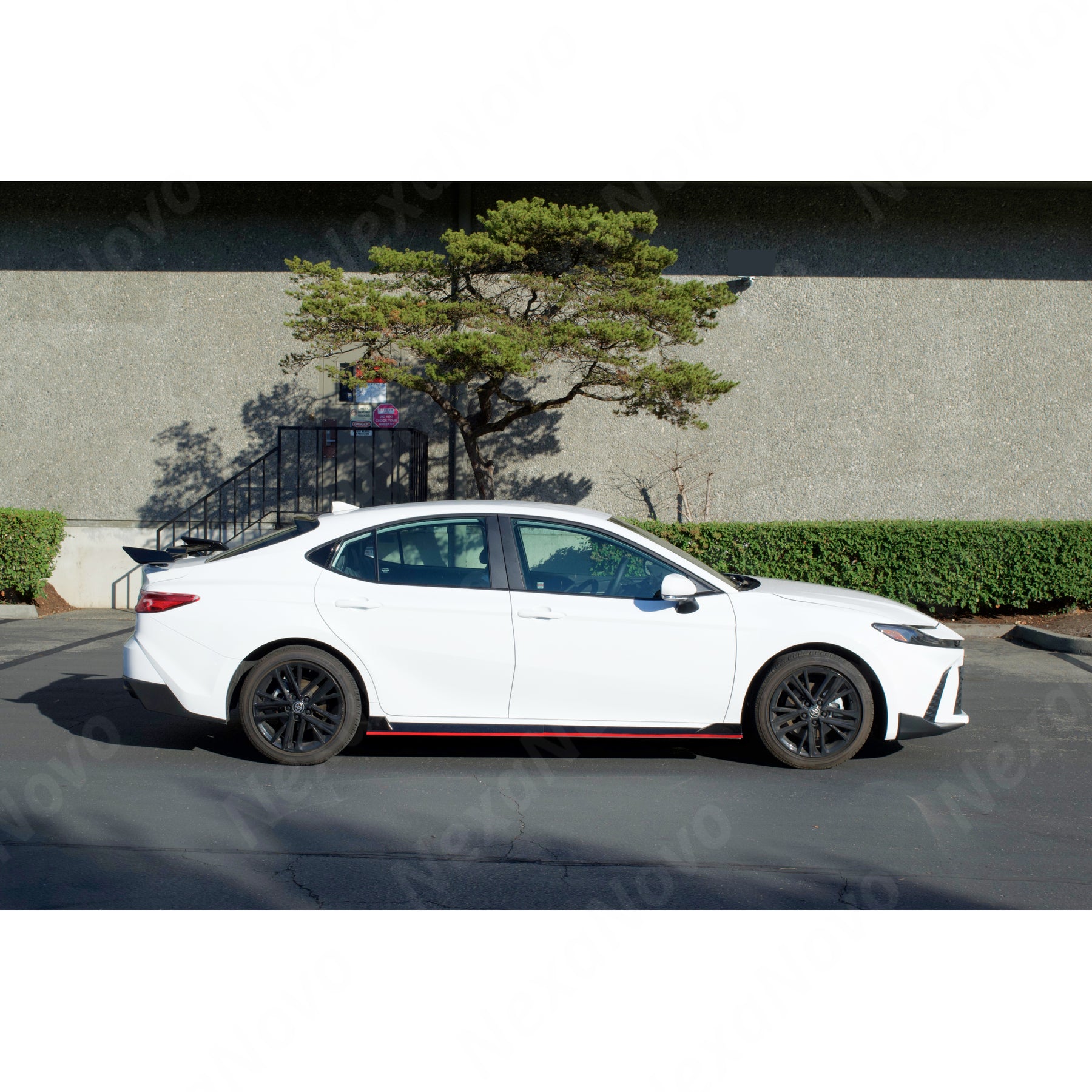 For Toyota Camry Side Body Skirt with Red Trim Gloss Black (2025-2027) NexaNovo