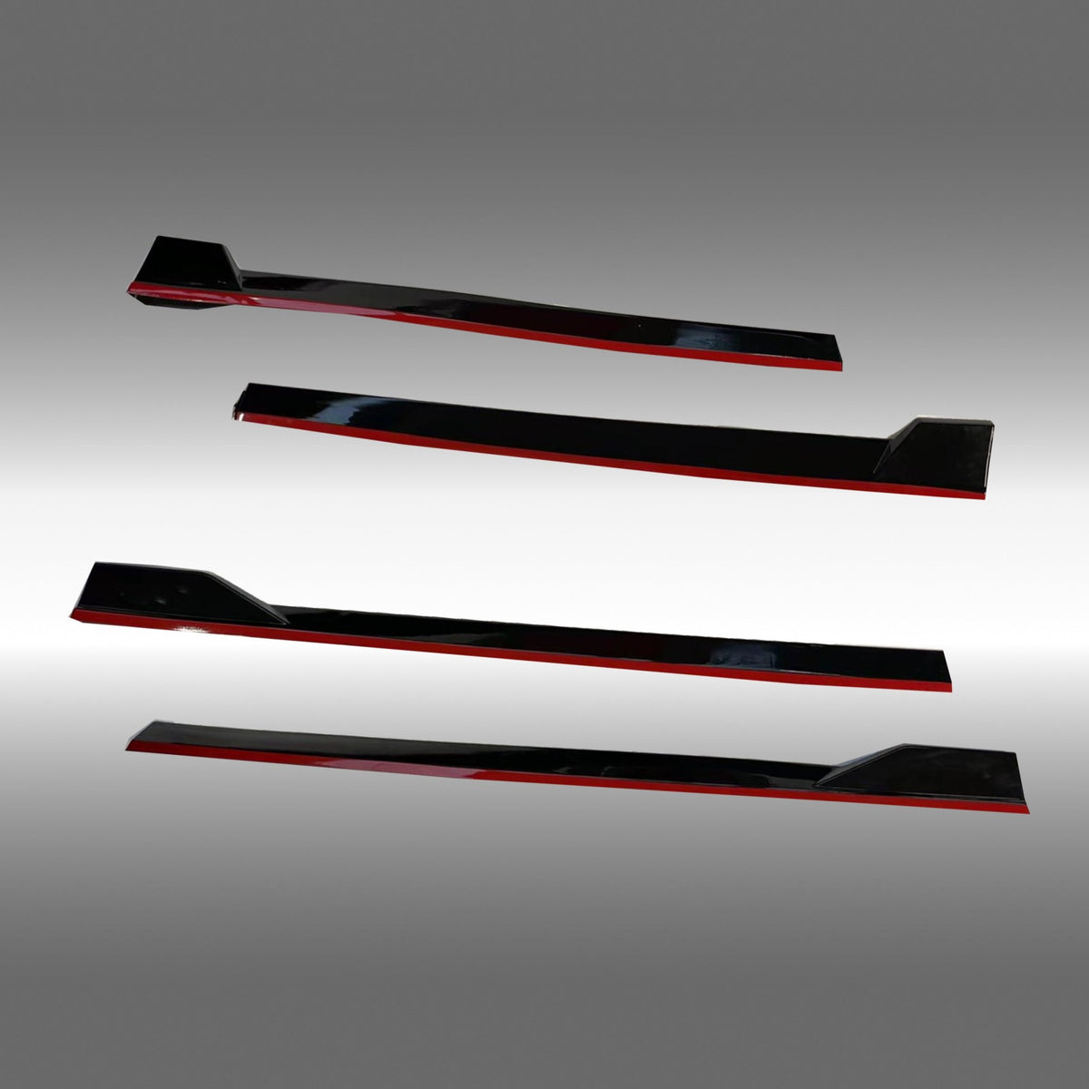 2025+ Toyota Camry - Side Skirts w/ Double Winglets - Gloss Black w/ Red Trim