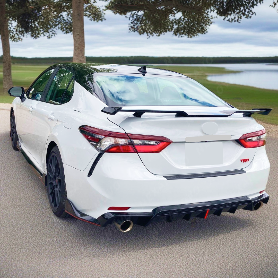 2021 Toyota Camry Gloss Black Rear Diffuser and TRD Style Corner Splitters by NexaNovo