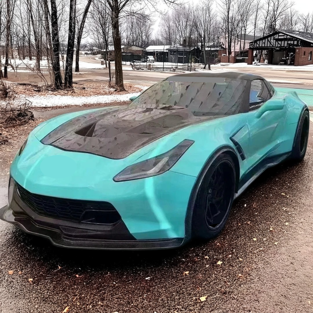 Sleek NexaNovo carbon fiber hood installed on a 2015 Chevrolet Corvette C7