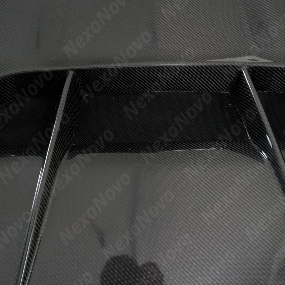 Complete front-end enhancement with NexaNovo real carbon fiber hood on Corvette C8
