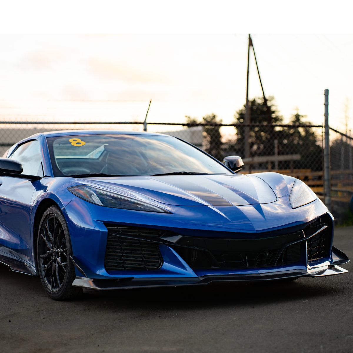 Direct front-facing view of the NexaNovo wide-intake Z06 style bumper for 2020-2026 Corvette C8