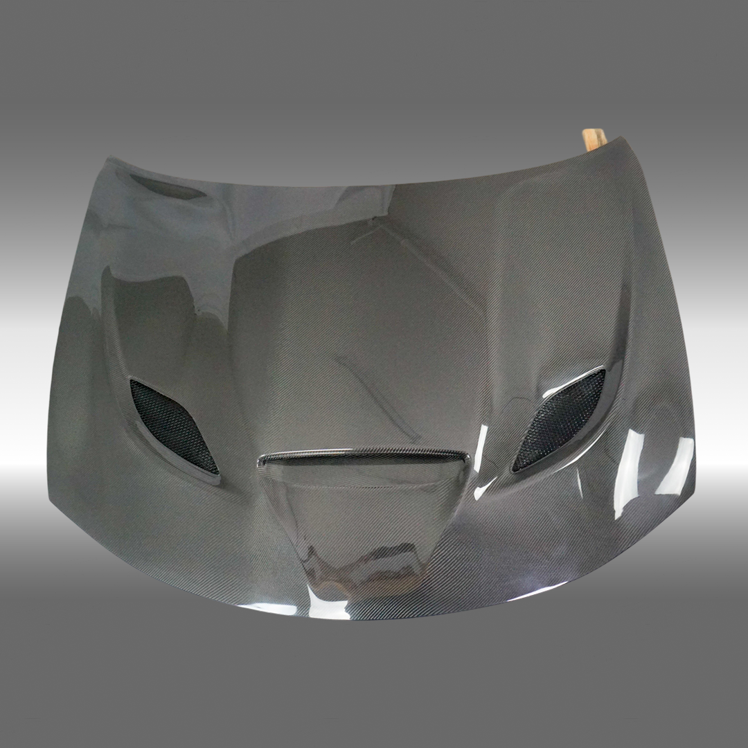 NexaNovo real carbon fiber SRT style vented engine hood cover on a 2015 Dodge Charger