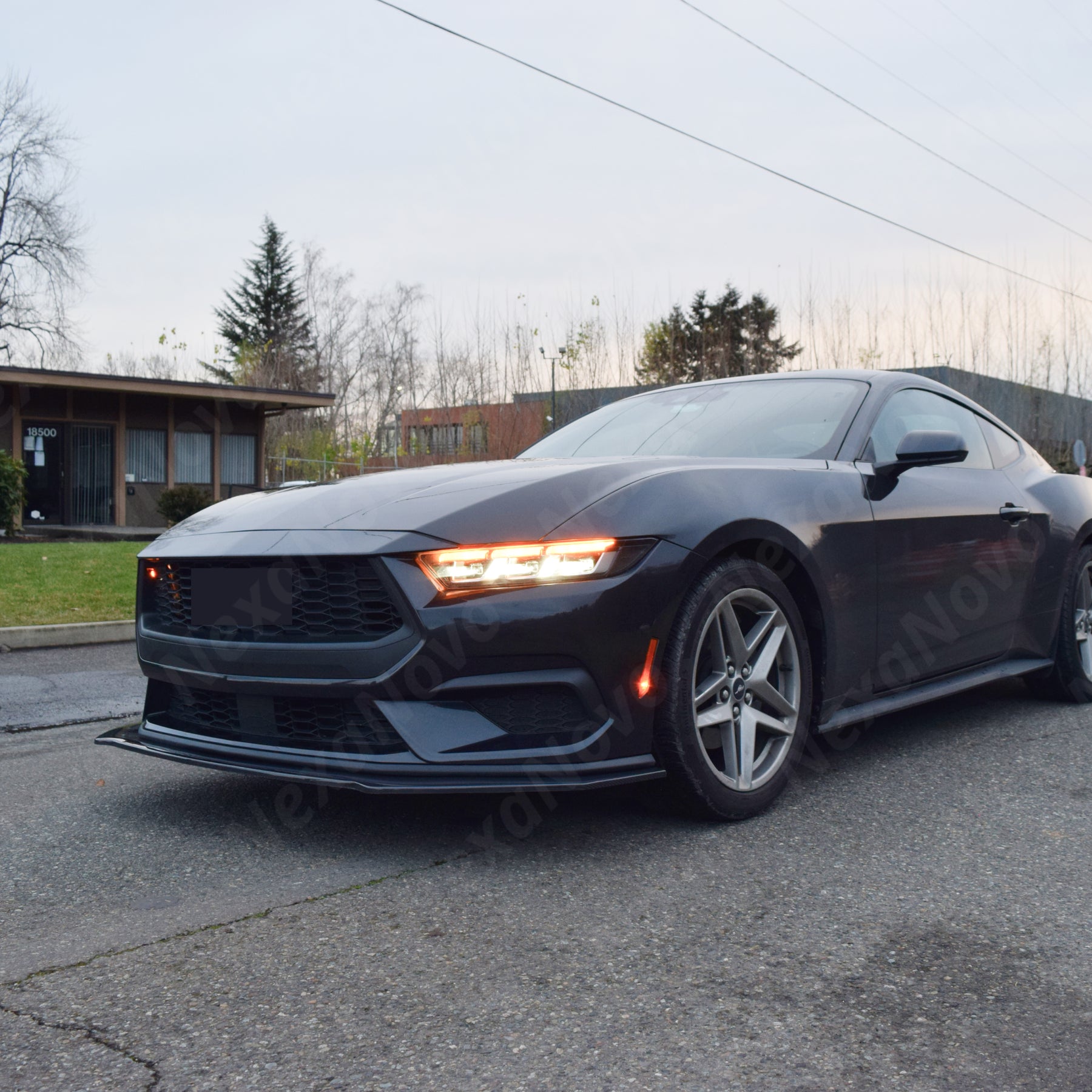 Real Carbon Fiber Front Splitter Lip Spoiler 1pc For Ford Mustang (2024-2025) NexaNovo