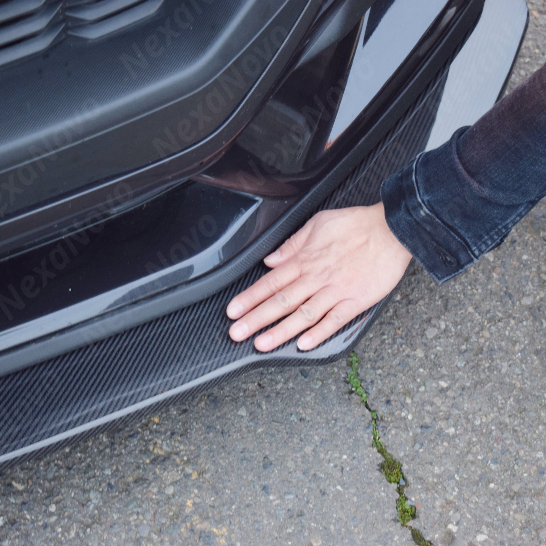 Real Carbon Fiber Front Splitter Lip Spoiler 1pc For Ford Mustang (2024-2025) NexaNovo