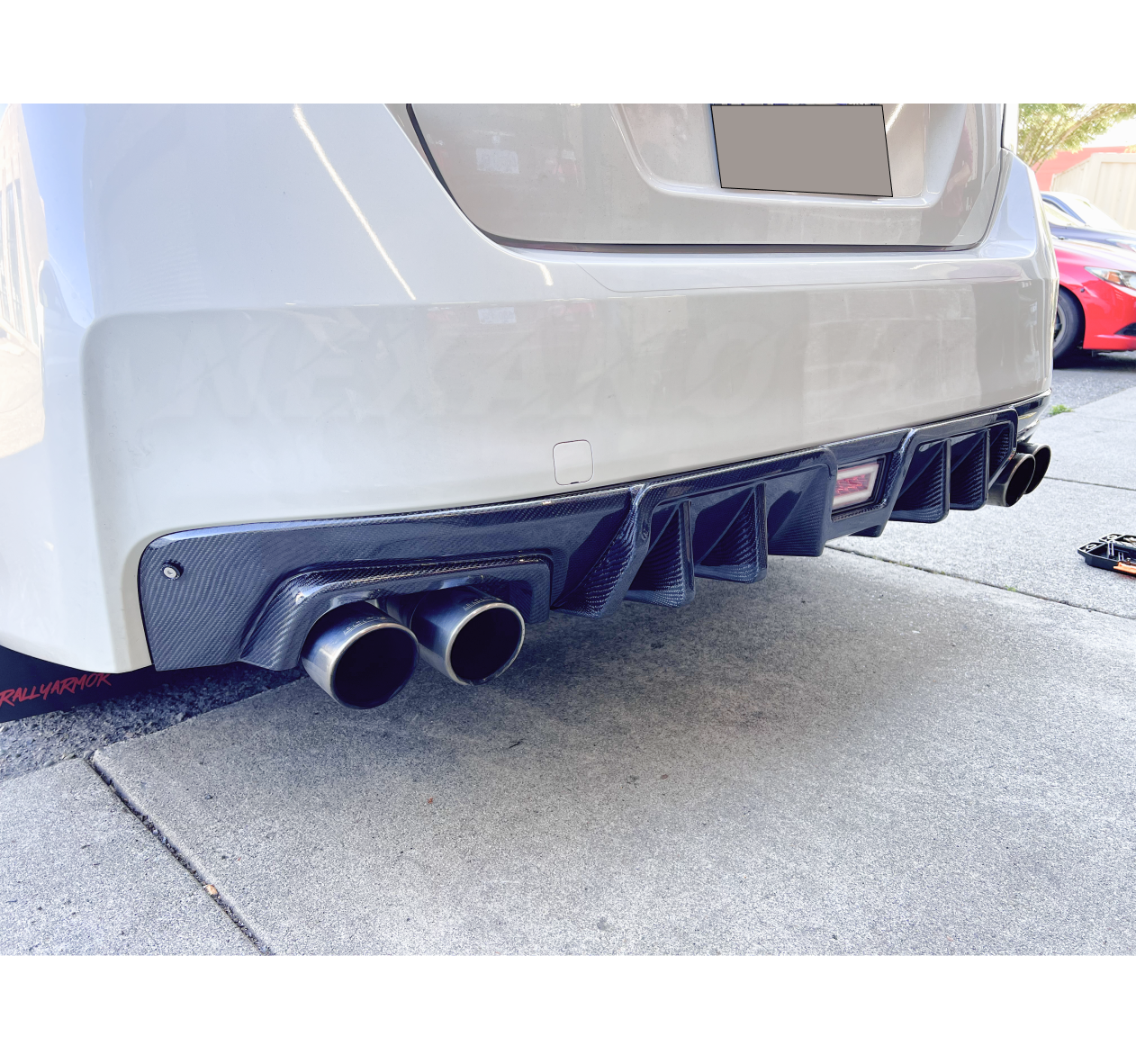 NexaNovo carbon fiber rear diffuser for 2017 Subaru WRX STI with 4 holes exhaust pipe decoration