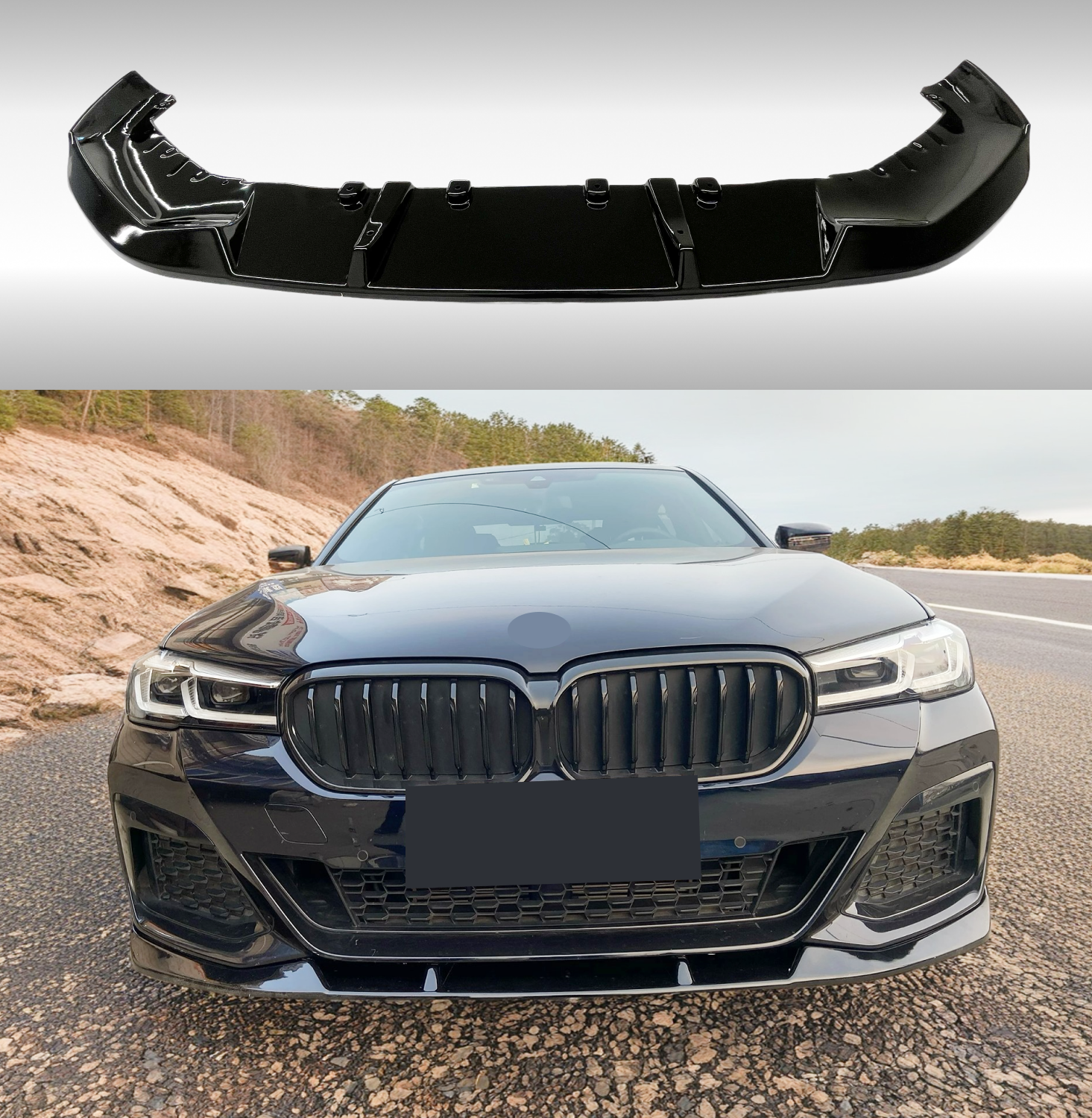 Gloss Black Front Splitter For BMW 5 Series G30 LCI M Sport 2021
