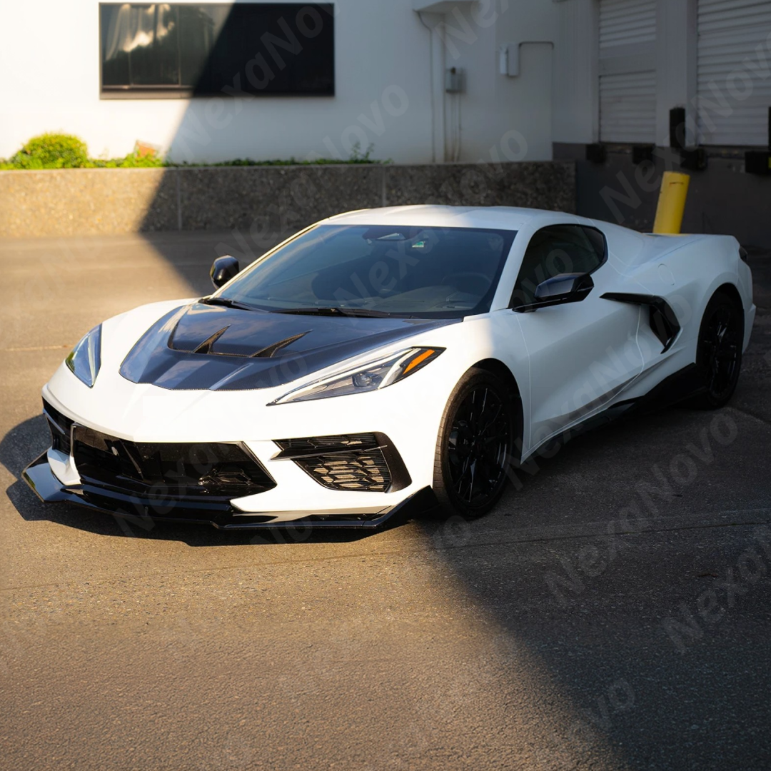 Real Carbon Fiber ZR1 Style Front Hood Cover For Chevrolet Corvette C8 2020-2026 NexaNovo