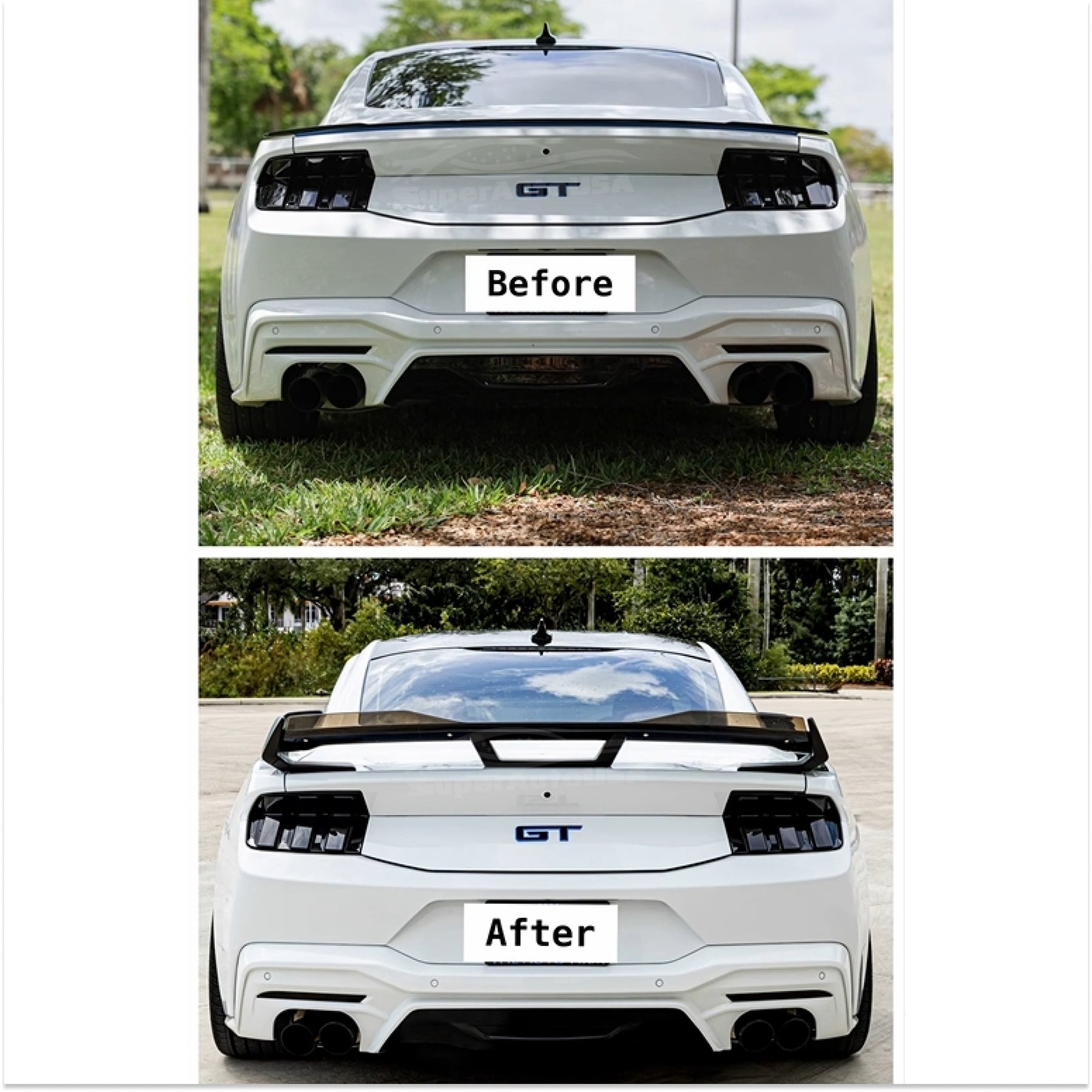 2024 Ford Mustang GT Dark Horse Style Rear Trunk Lip Spoiler Wing with Removable Gurney Flap NexaNovo