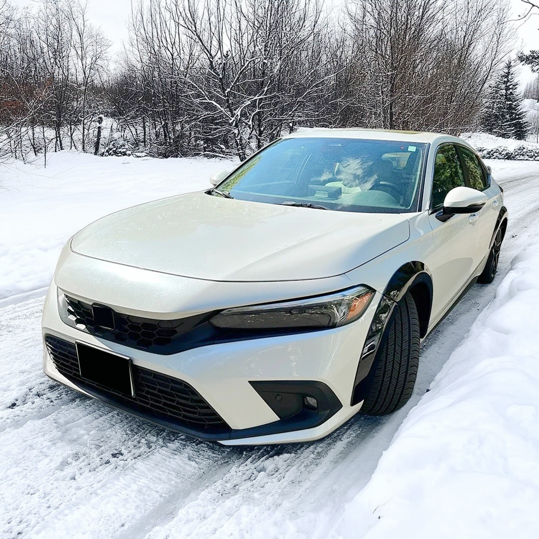 Close-up of the textured finish on the NexaNovo Civic fender flares