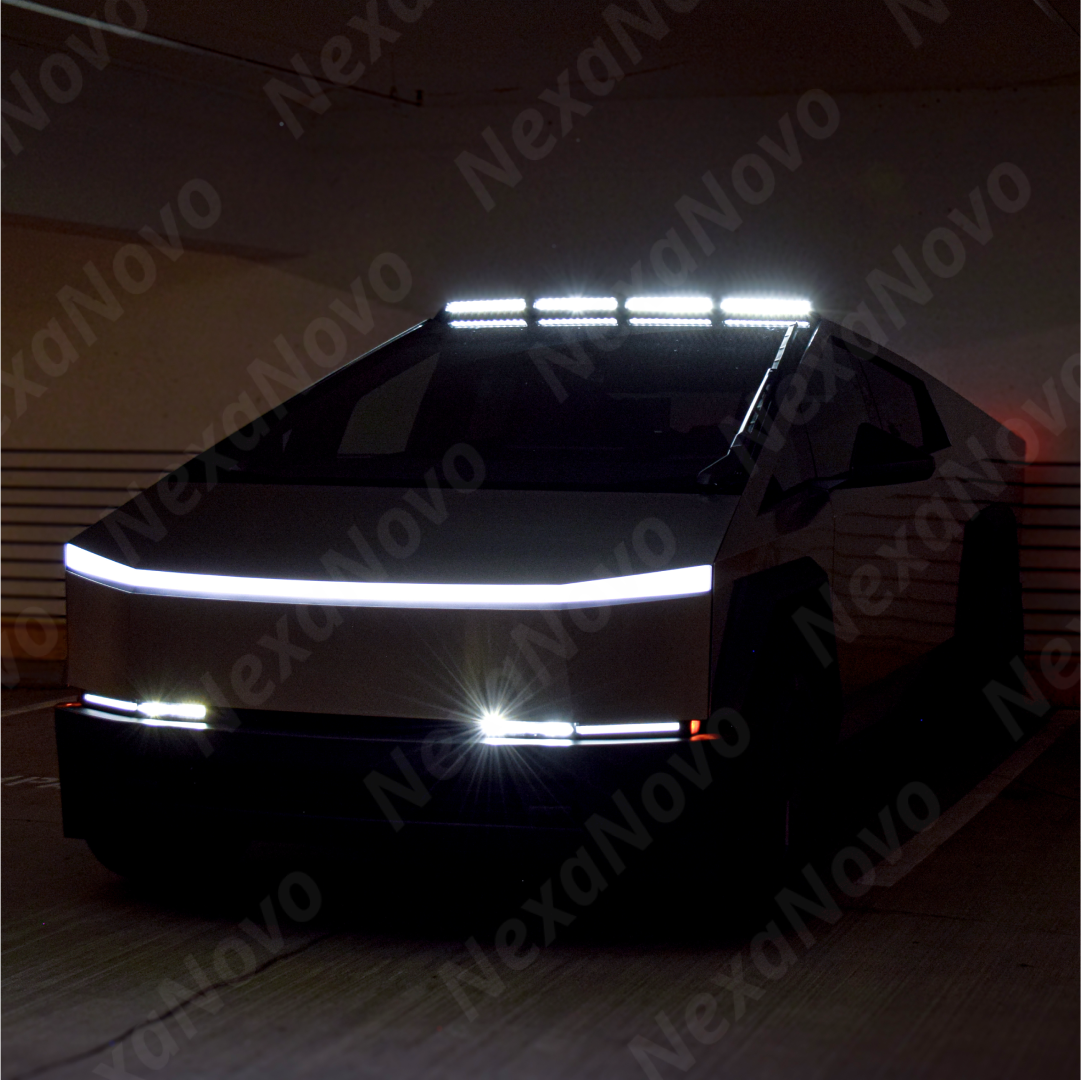 Fits Cybertrunk 2024-2026 Glossy Black Roof Light Top Lamp Four Light Bars NexaNovo