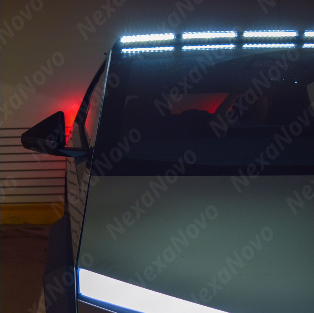Fits Cybertrunk 2024-2026 Glossy Black Roof Light Top Lamp Four Light Bars NexaNovo